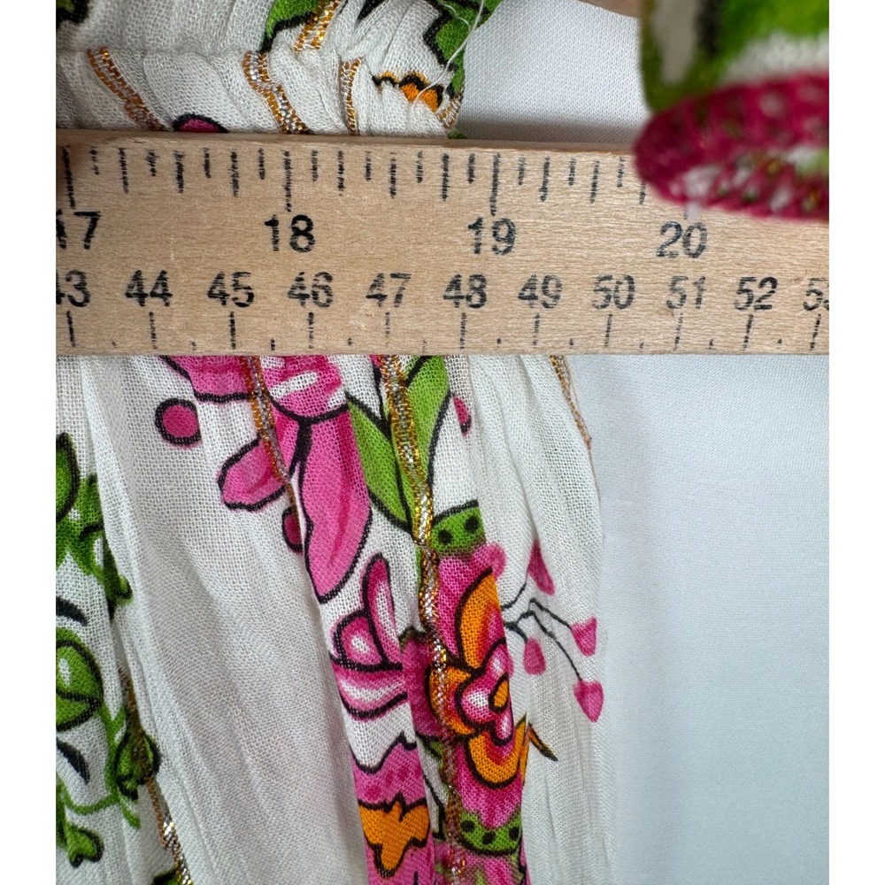 Me 2 Magic Floral Maxi Dress sz XL Boho Metallic ruffles Flutter Sleeve sz XL - Picture 7 of 10